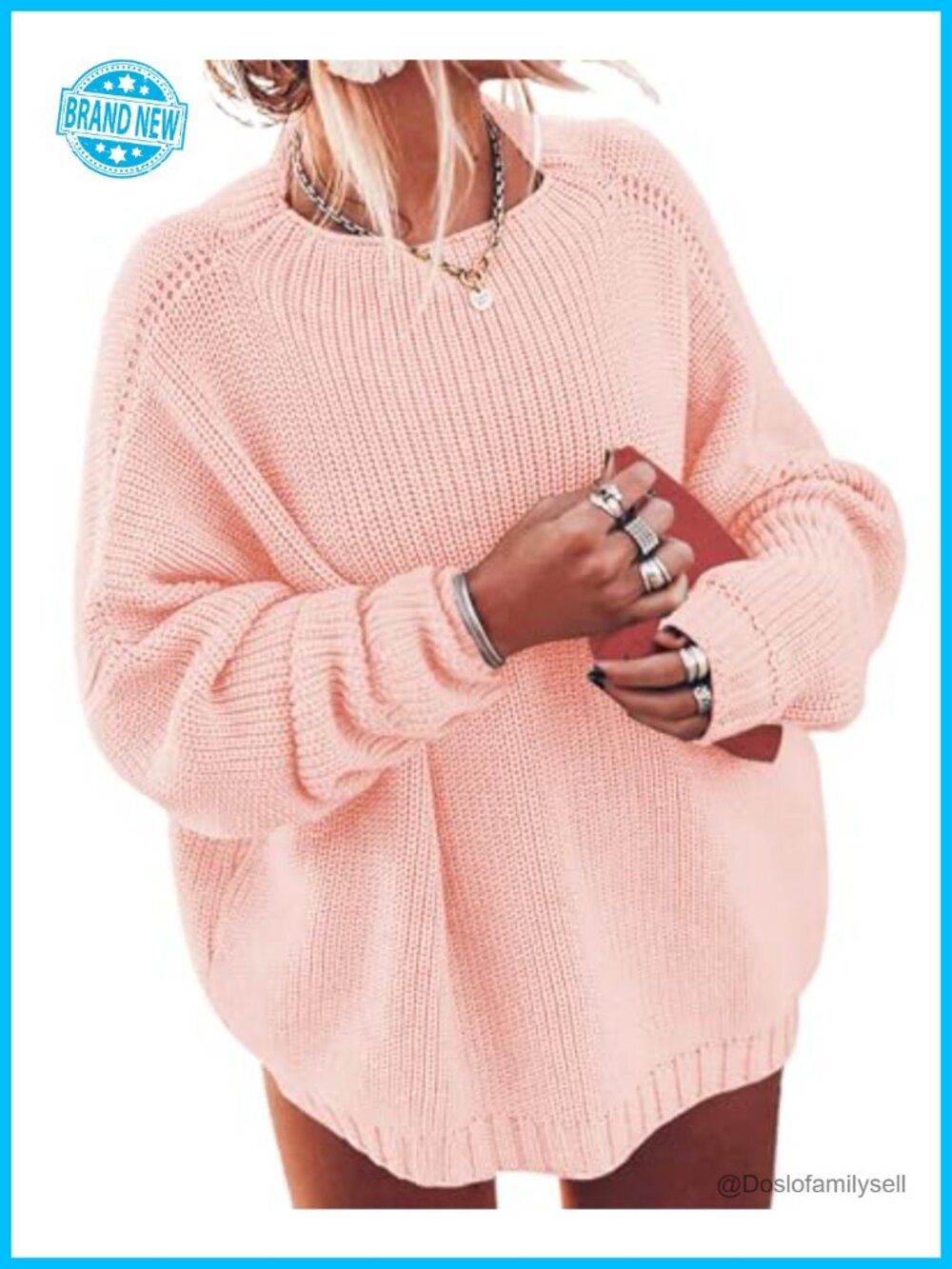 Plus Size Oversized Chunky Knit Pullover Sweater Batwing Sleeve Boat Neck